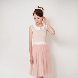 Tulle dress Tea Rose in rosé with bob collar image 1