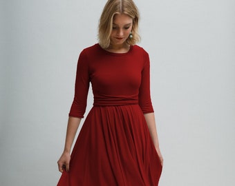 Jerseykleid "Jade" knielang in Rot