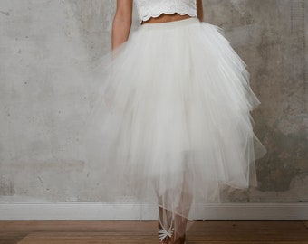 Midi bridal skirt "Bellflower" with pointed flounces made of tulle