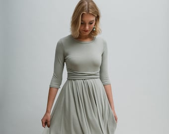 Jerseykleid "Jade" knielang in Lindgrün