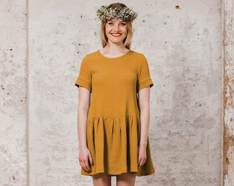 Muslin Dress "Lainette Dusty Mustard"