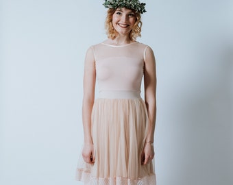 Robe en tulle « Candyfloss » short en abricot de saumon