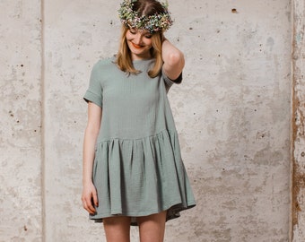 Muslin dress "Lainette Dusty Mint"