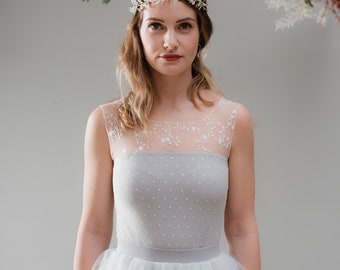 Bridal body "Fog" with dotted tulle