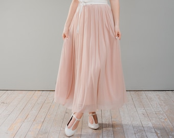 Midi bridal skirt "Blush" with soft tulle in powder pink