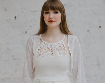 Boléro de mariage « Sparkle » en tricot blanc fin