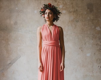 Jerseykleid "Primrose" lang infinity dress Koralle