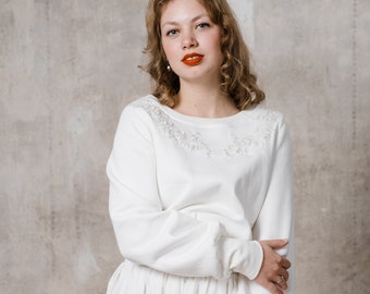 Braut Pullover "Cosy" Sweatshirt mit Perlen