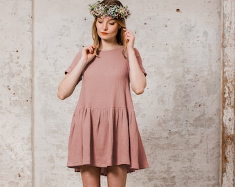 Muslin dress "Lainette Dusty Rose"