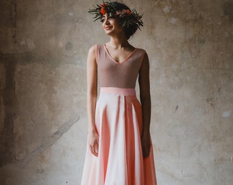 Robe mousseline « Sorbet Peach » haut tricoté