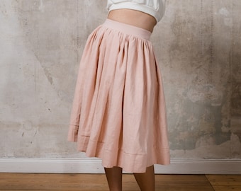 Linen skirt "Lino" | Rosé | wide hem
