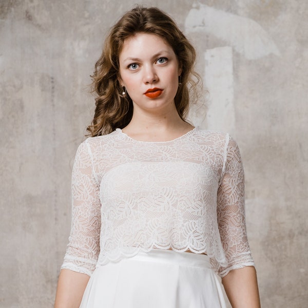 Bridal top "Breeze" crop top made of lace