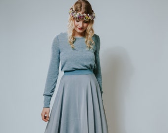 Chiffon dress "Cotton Candy Blue" knitted top long sleeve