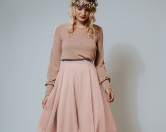 Chiffon Dress "Cotton Candy Rosé" Knitted Top Long Sleeve