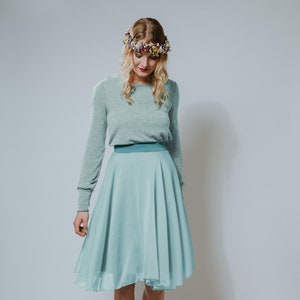 Chiffon dress Cotton candy mint knitted top long sleeve image 1