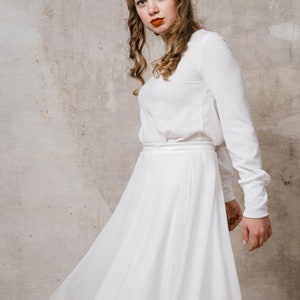 Winter wedding dress Clay short and loose with long sleeve image 5
