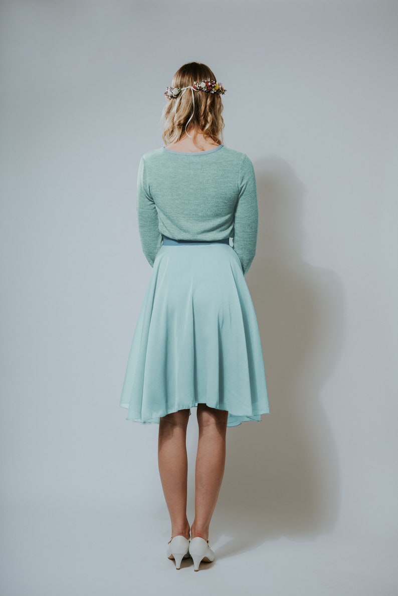 Chiffon dress Cotton candy mint knitted top long sleeve image 3