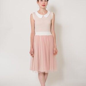 Tulle dress Tea Rose in rosé with bob collar image 2