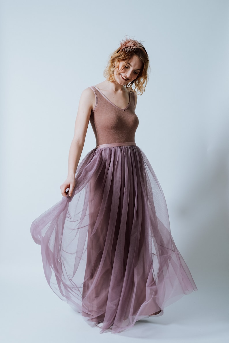 Tüllkleid Lavender lang A-Linie in Roseholz zdjęcie 3