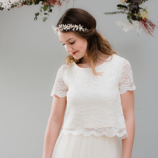 Bridal top "Melody" crop top with lace