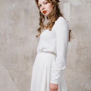 Winter wedding dress Clay short and loose with long sleeve image 6