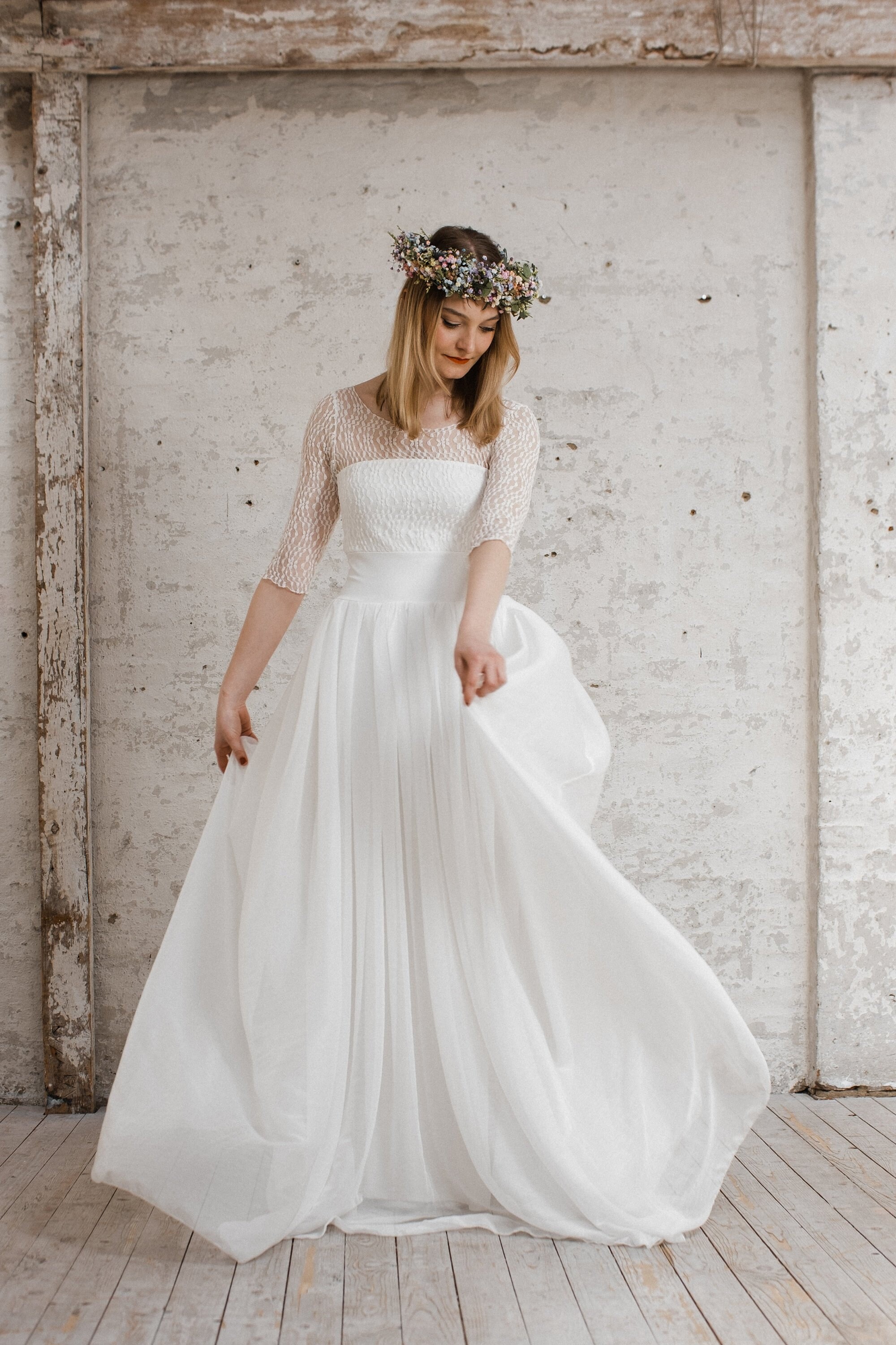 Boho Wedding Dress Long peonia A-line With Raschel - Etsy UK