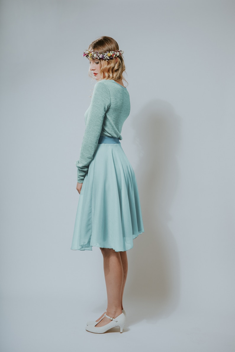 Chiffon dress Cotton candy mint knitted top long sleeve image 2