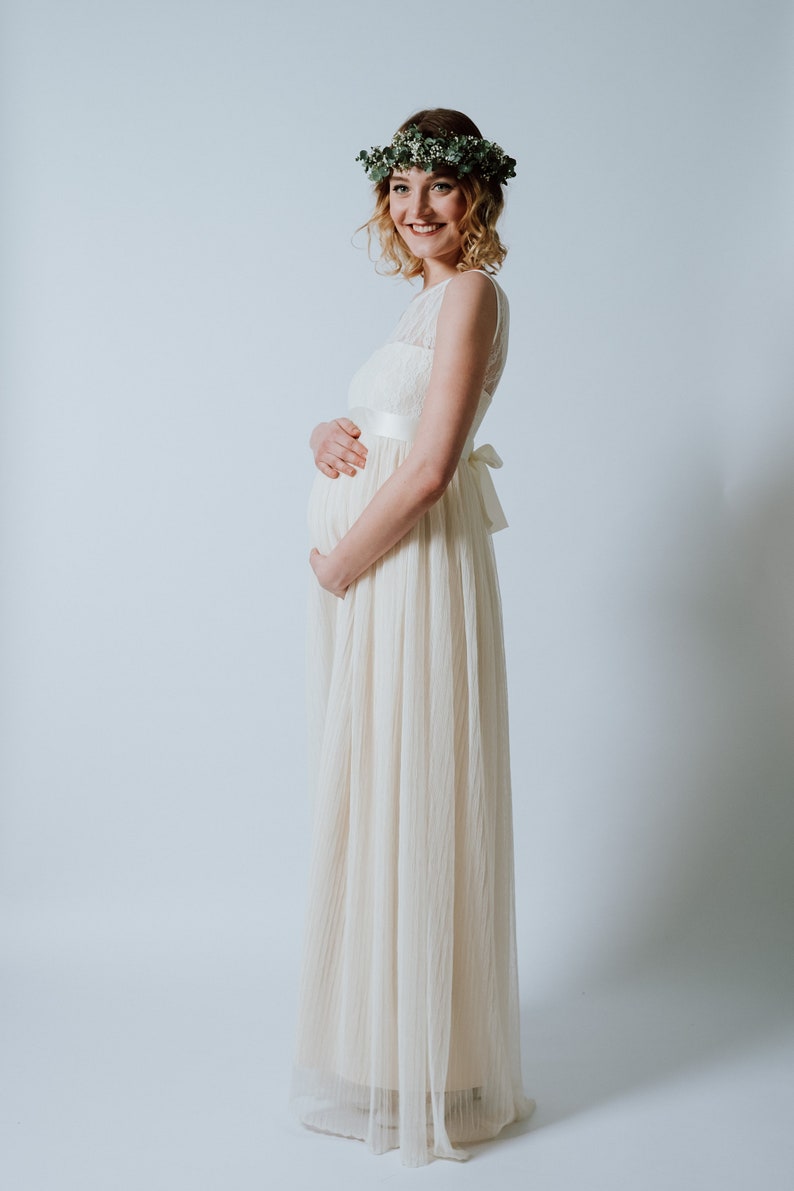 Flor-Length Pregnancy Wedding Dress Blossom Baby image 2