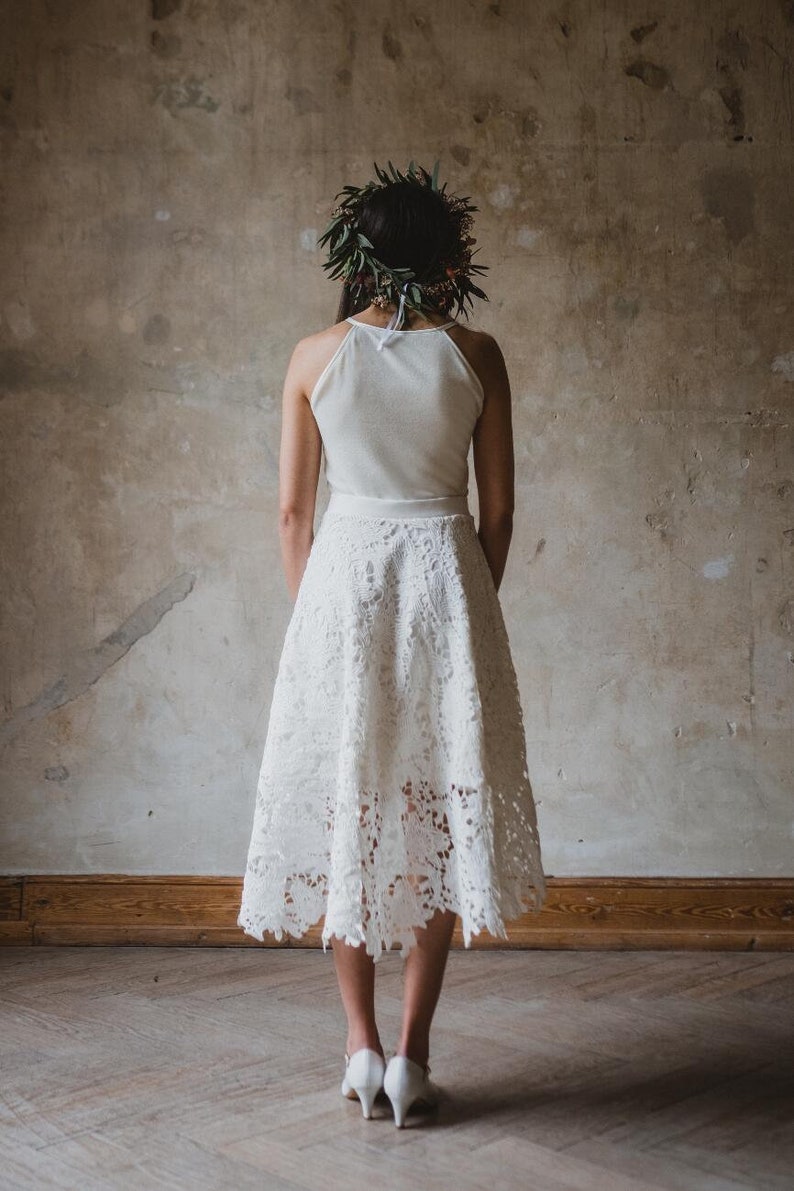 Brautkleid wadenlang Edelweiß grobe Spitze | Etsy
