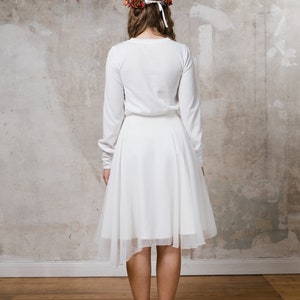 Winter wedding dress Clay short and loose with long sleeve image 7