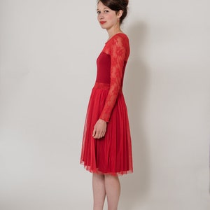 red tulle dress Red Lady with lace image 3