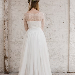 Boho wedding dress long Peonia A-line with raspberry lace image 8