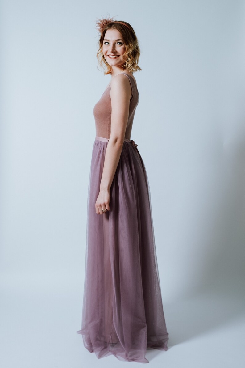 Tüllkleid Lavender lang A-Linie in Roseholz zdjęcie 4