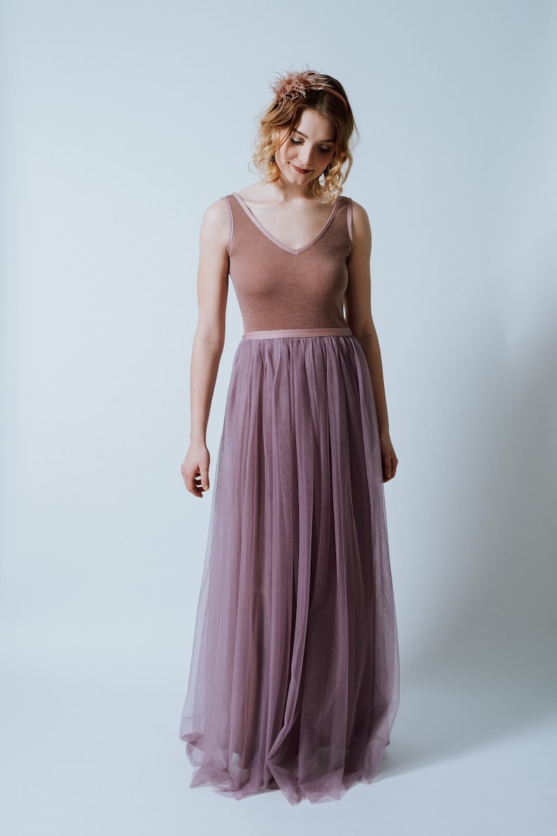 Tüllkleid Lavender lang A-Linie in Roseholz zdjęcie 1