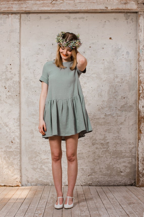 Muslin Dress "lainette Dusty Mint" - Etsy