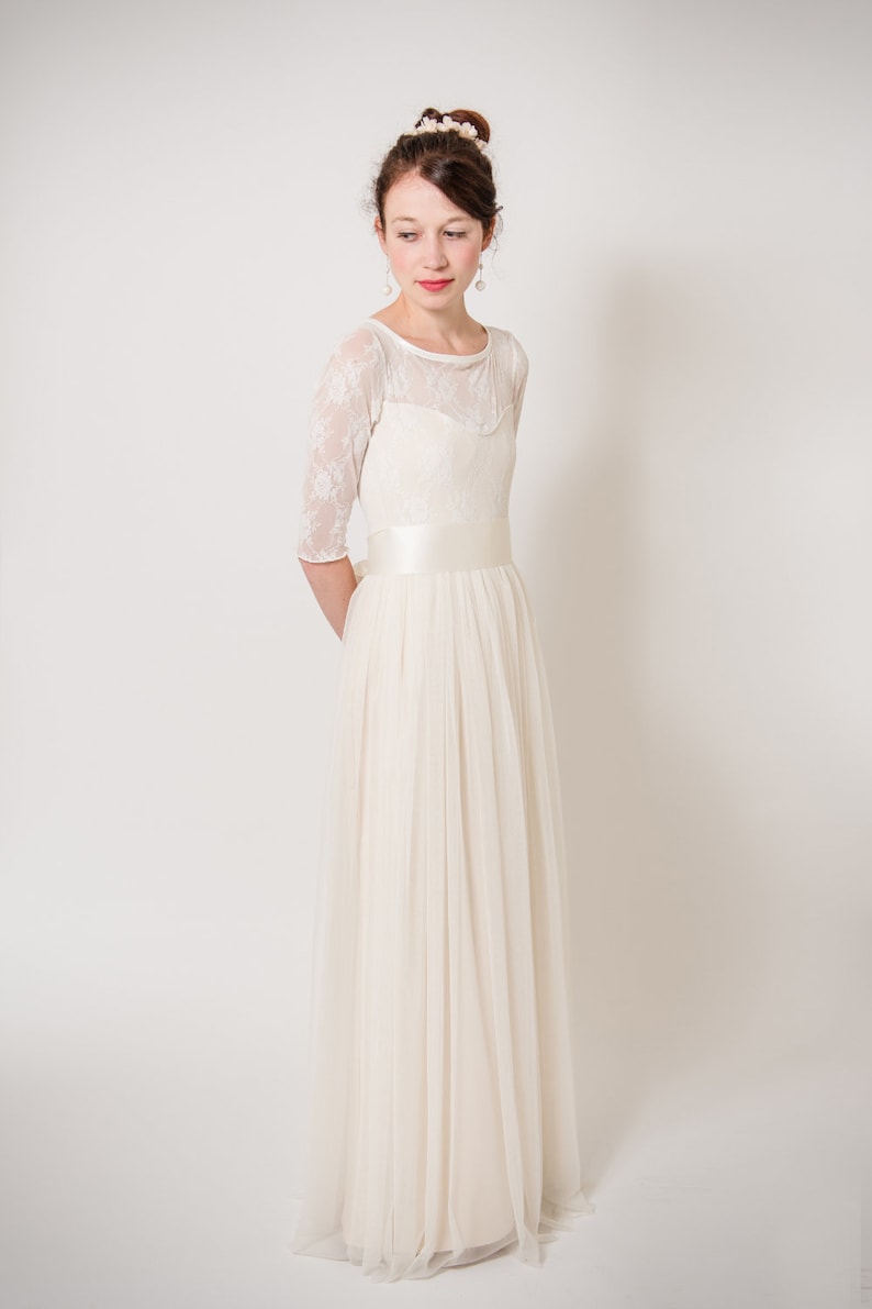 BohoBrautkleid lang Lilie A-Linie und langarm Bild 1