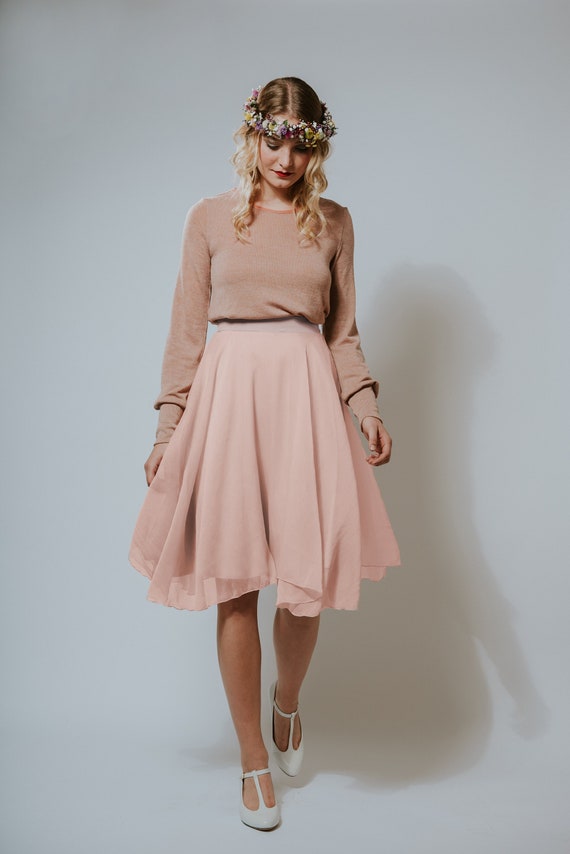 Chiffon Dress "candy Floss Ros" Knitted Top Long Sleeve - Etsy