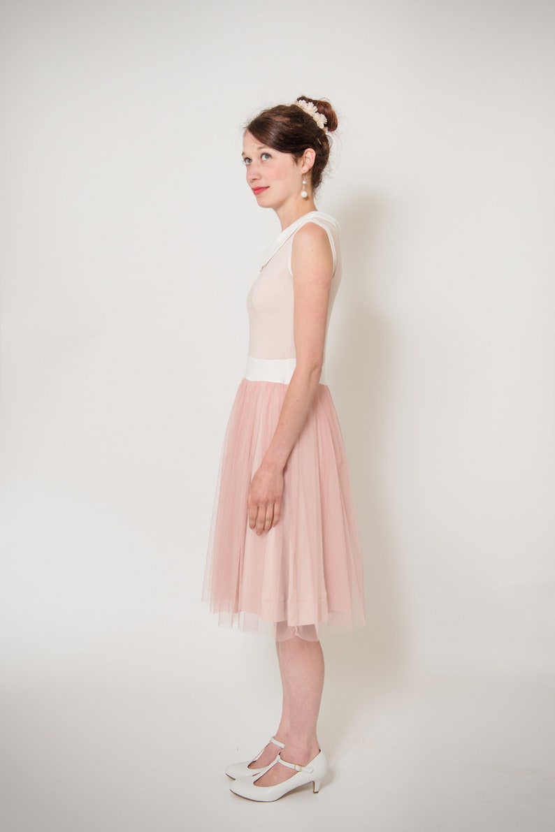 Tulle dress Tea Rose in rosé with bob collar image 4