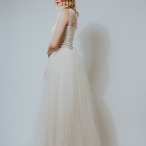 long boho wedding dress with tulle skirt Snowdrop image 3