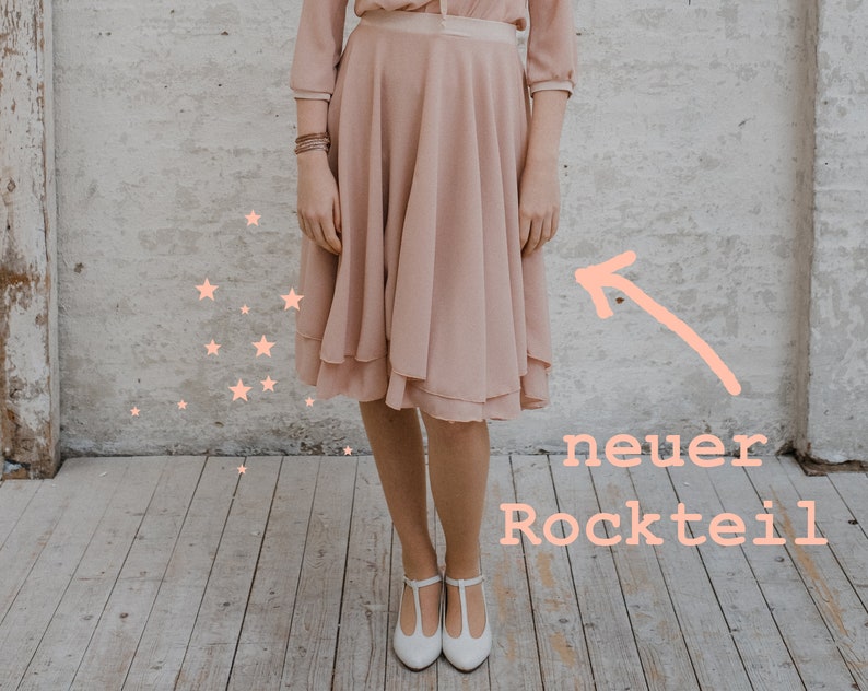 Chiffonkleid Mandarin kurz und locker in Rosé Bild 5