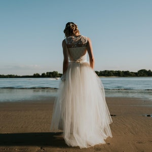 long boho wedding dress with tulle skirt Snowdrop image 7