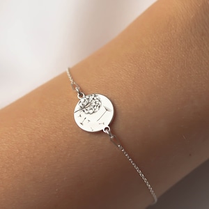 Dandelion Bracelet For Women, Silver Bracelet, Delicate  Bracelet Gift, Dainty Minimal Bracelets, Sterling Silver Jewellery, Meaningful Gift