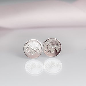 Wanderlust Silver Mountain landscape Stud Earrings | The Peaks Call | Outdoor Adventure-Lover Jewellery, Hypoallergenic