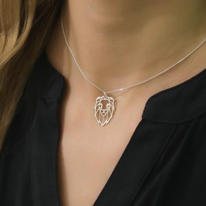 Leeuw ketting, Leeuw zilveren kettingen voor vrouwen, leeuwenkop hanger, cadeaus voor haar, dierenketting, sterlingzilver, verjaardagscadeaus
