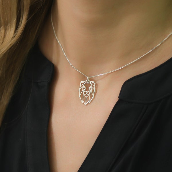 Lion Necklace, Leo Silver Necklaces For Women, Lion Head Pendant, Gifts For Her, Animal Necklace, Sterling Silver, Birthday Gifts