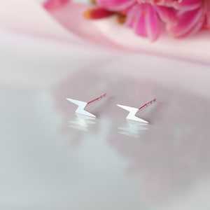 Lightning Bolt Earrings Studs, 925 Sterling Silver, Minimalist Studs, Tiny Earrings, Celestial Jewellery