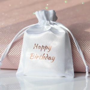 Estuche de regalo de satén para joyas y caja de cartón - Envoltorio de regalo de cumpleaños vacío para anillos, pendientes, collares - Bolsa de regalo con embalaje de lujo pequeña