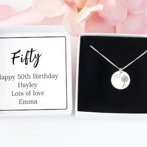 50th Birthday Gift For Women Jewellery, Personalised 50th Birthday Gift For Her Necklace Pendant