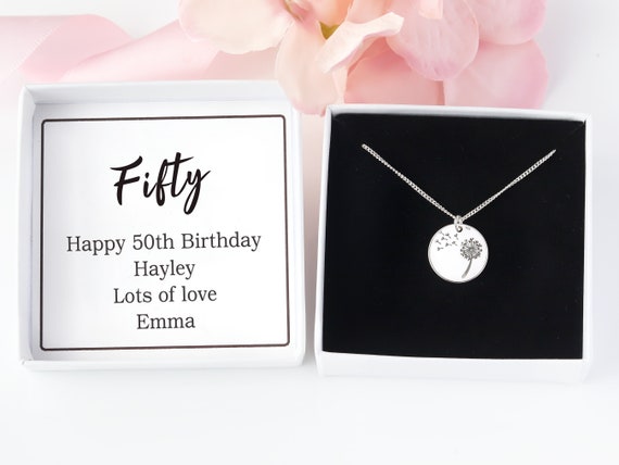 Regalo per il 50 compleanno per gioielli da donna, regalo personalizzato  per il 50 compleanno per la sua collana con ciondolo -  Italia
