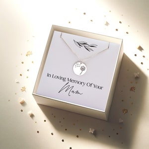 Cadeau voor sterfgeval - eere herinnering aan je geliefde moeder "In Loving Memory Of Your Mum" zilveren ketting - Sympathy Card Box Mother - Mum Memorial